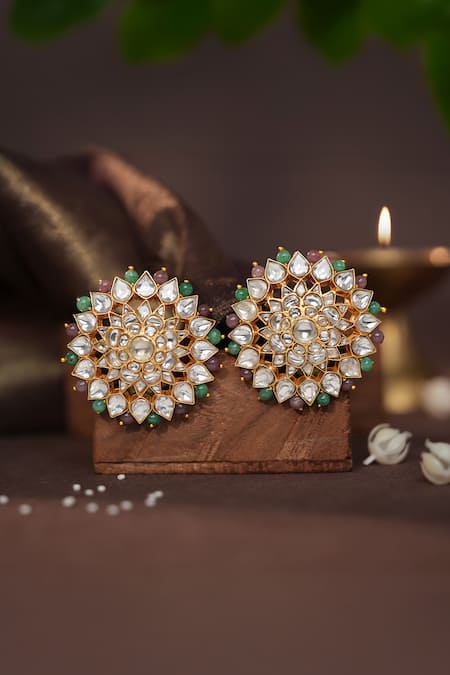 Riana Jewellery Floral Beaded Stud Earrings 