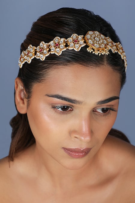 Riana Jewellery Floral Pattern Mathapatti 