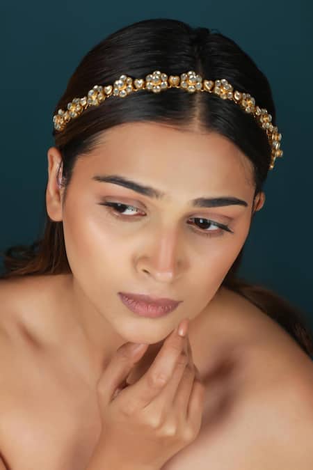 Riana Jewellery Floral Kundan Matha Patti Hair Chain Headpiece 