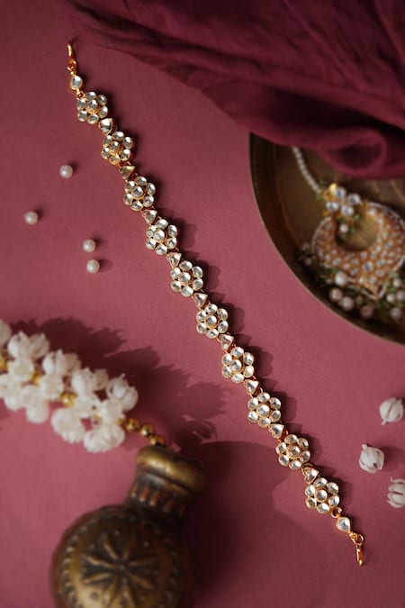 Riana Jewellery Floral Kundan Matha Patti Hair Chain Headpiece 