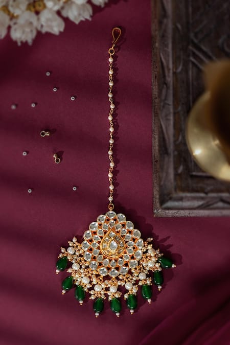 Riana Jewellery Emerald Drop Maangtikka 