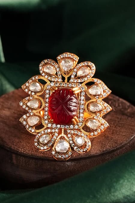 Riana Jewellery Geometric Cutwork Ring 