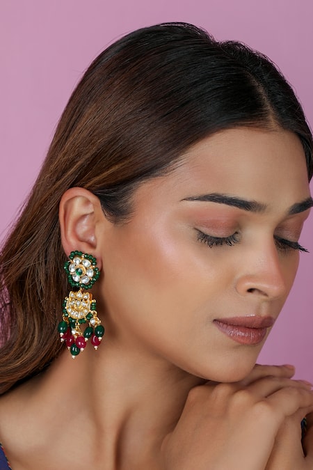 Riana Jewellery_Pink Beads, Pearls, Stones Jadtar Choker Necklace Set _Online_at_Aza_Fashions