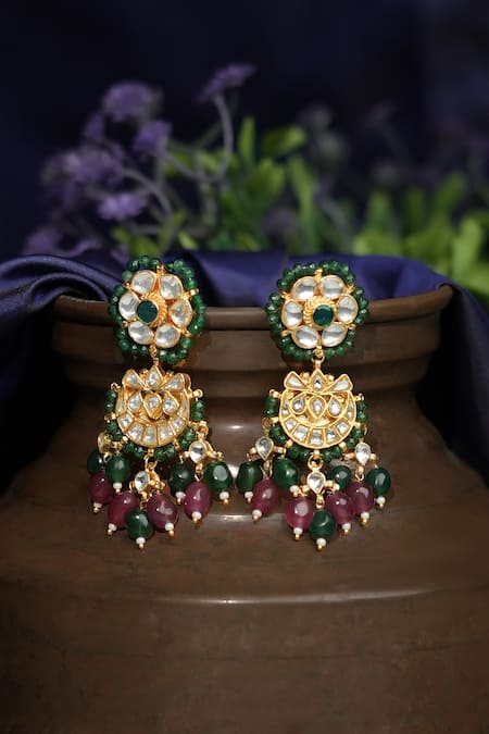 Buy_Riana Jewellery_Pink Beads, Pearls, Stones Jadtar Choker Necklace Set _Online_at_Aza_Fashions