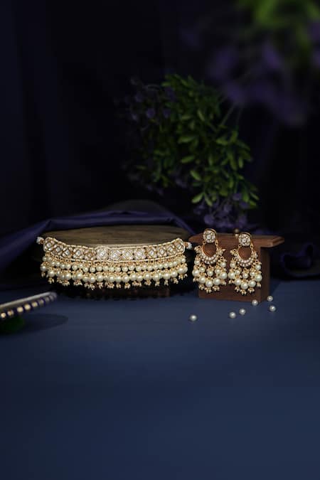 Riana Jewellery Pearl Necklace & Earrings Set 