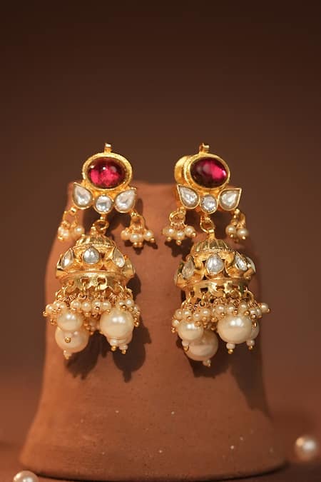 Buy_Riana Jewellery_Pink Beads, Pearls, Stones Embellished Necklace Set _Online_at_Aza_Fashions