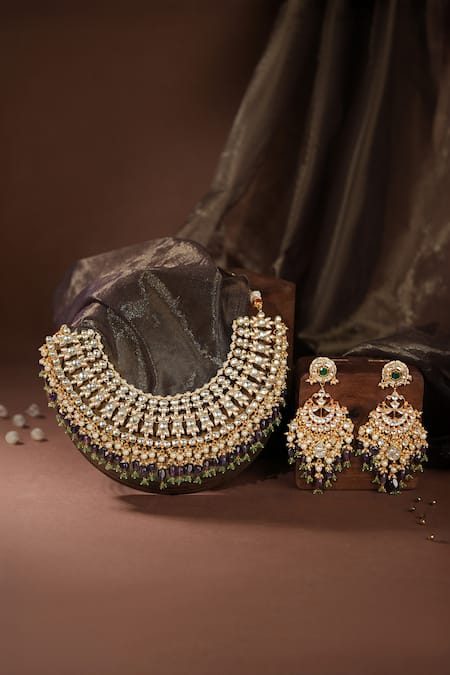 Riana Jewellery Jadau Stone Embellished Necklace Set 