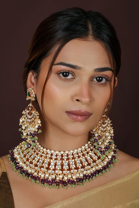 Riana Jewellery Jadau Stone Embellished Necklace Set 