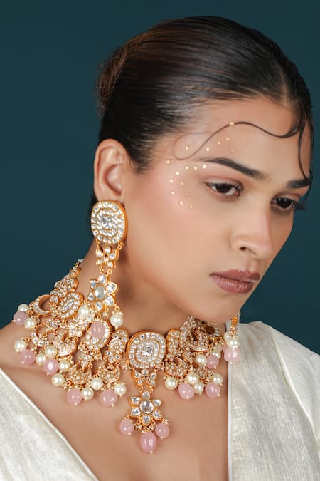 Riana Jewellery Floret Cutwork Necklace & Earrings Set 