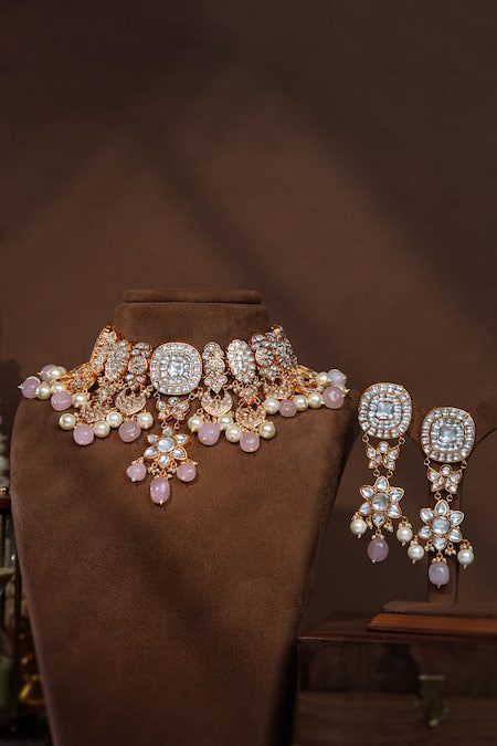 Riana Jewellery Floret Cutwork Necklace & Earrings Set 