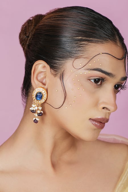 Riana Jewellery Blue Beads, Pearls, Stones Embellished Choker Set Online at Aza Fashions Riana Jewellery_Blue Beads, Pearls, Stones Embellished Choker Set _Online_at_Aza_Fashions