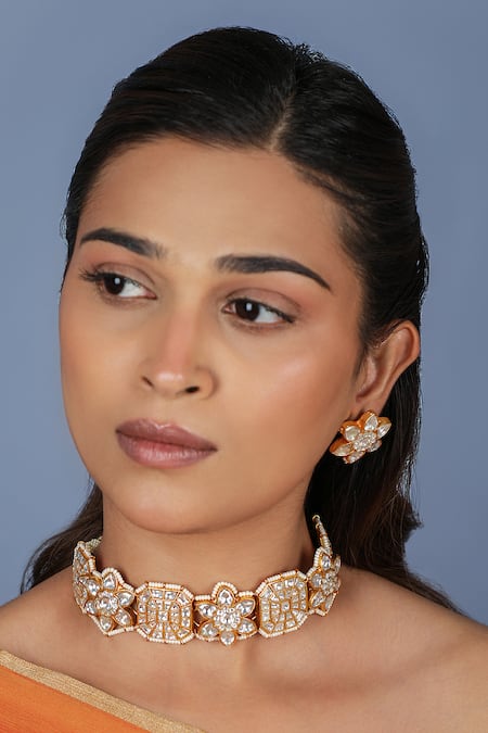 Riana Jewellery Floral Necklace & Earrings Set 