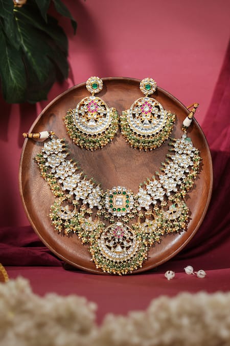 Riana Jewellery Kundan Bridal Necklace & Earrings Set 
