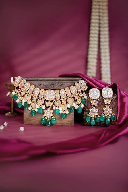 Riana Jewellery Contrast Beaded Drop Necklace & Earrings Set 