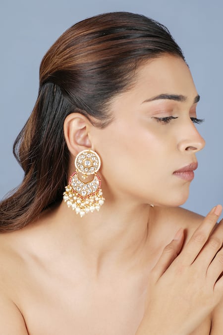 Buy Riana Jewellery Pink Pearls, Stones Floral Cutwork Choker And Earrings Set Online at Aza Fashions Buy_Riana Jewellery_Pink Pearls, Stones Floral Cutwork Choker And Earrings Set _Online_at_Aza_Fashions