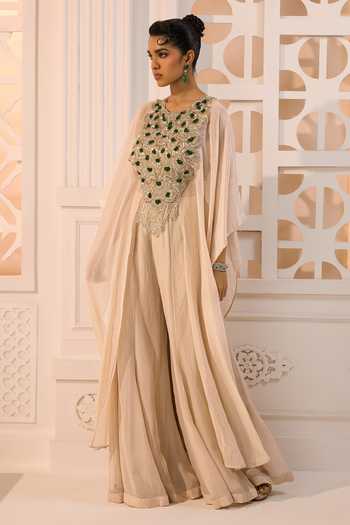 Buy Aneesh Agarwaal Ivory Organza Round , Bandeau The Surkh Embellished Cape And Sharara Set Online at Aza Fashions Buy_Aneesh Agarwaal_Ivory Organza Round , Bandeau The Surkh Embellished Cape And Sharara Set _Online_at_Aza_Fashions