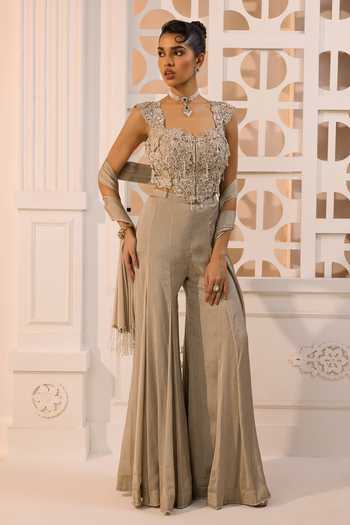 Buy Aneesh Agarwaal Grey Organza, Silk, Tissue Embroidery, Sequins, Inara Floral Corset Sharara Set Online at Aza Fashions Buy_Aneesh Agarwaal_Grey Organza, Silk, Tissue Embroidery, Sequins, Inara Floral Corset Sharara Set _Online_at_Aza_Fashions