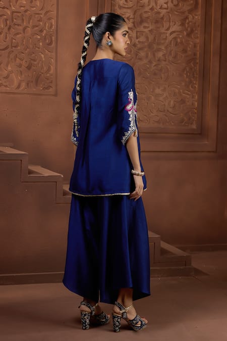 Aneesh Agarwaal Neel Kamal Silk Embroidered Kurta & Pant Set 