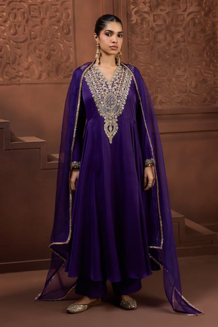 Aneesh Agarwaal Noor Yoke Embroidered Anarkali & Pant Set 