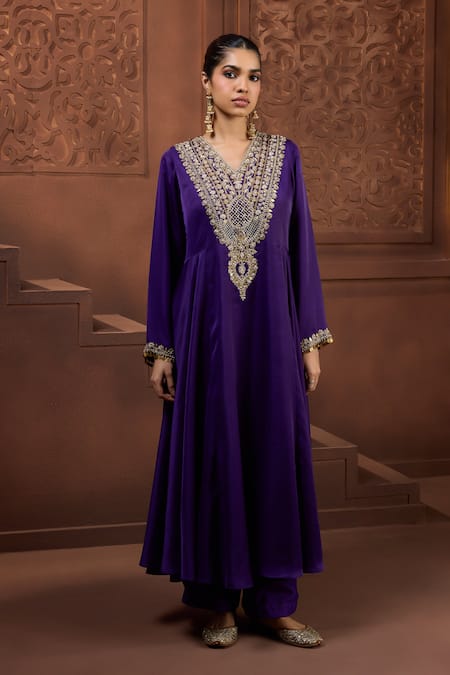 Aneesh Agarwaal Noor Placement Embroidered Anarkali Set 