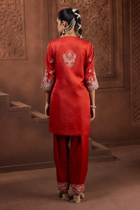 Aneesh Agarwaal Tamra Valli Floral Embroidered Kurta & Pant Set 