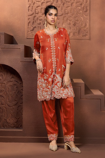 Aneesh Agarwaal Tamra Valli Floral Embroidered Kurta & Pant Set 