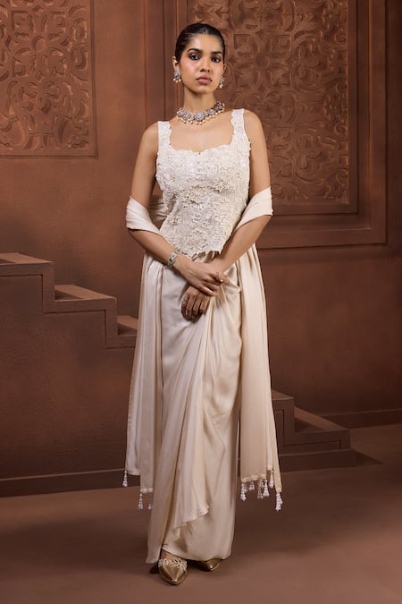 Aneesh Agarwaal Indra Jaal Floral Embroidered Corset Skirt Set 