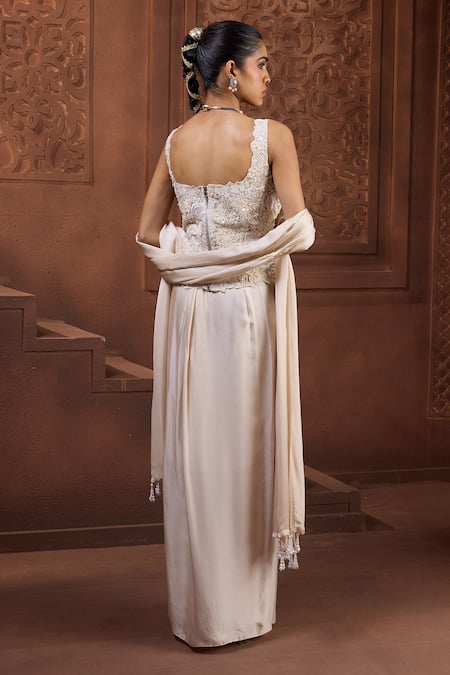 Aneesh Agarwaal Indra Jaal Floral Embroidered Corset Skirt Set 