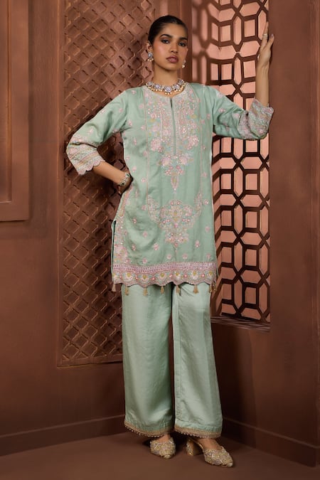 Aneesh Agarwaal Mridu Manjari Silk Kurta & Salwar Set 