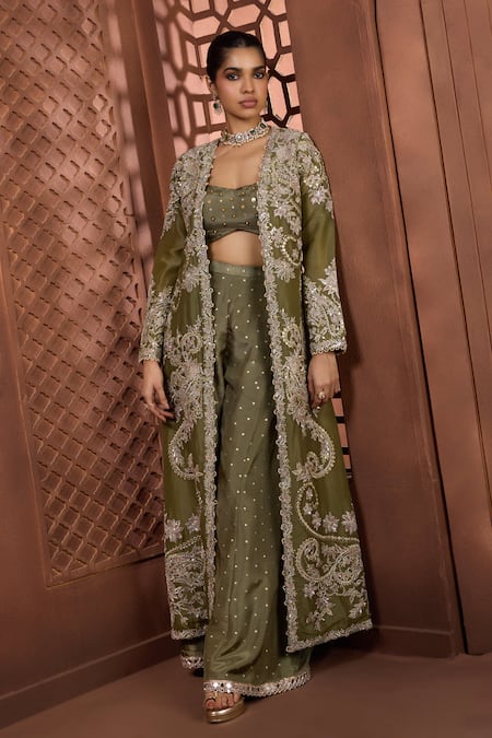 Aneesh Agarwaal Nandini Floral Embroidered Cape Pant Set 