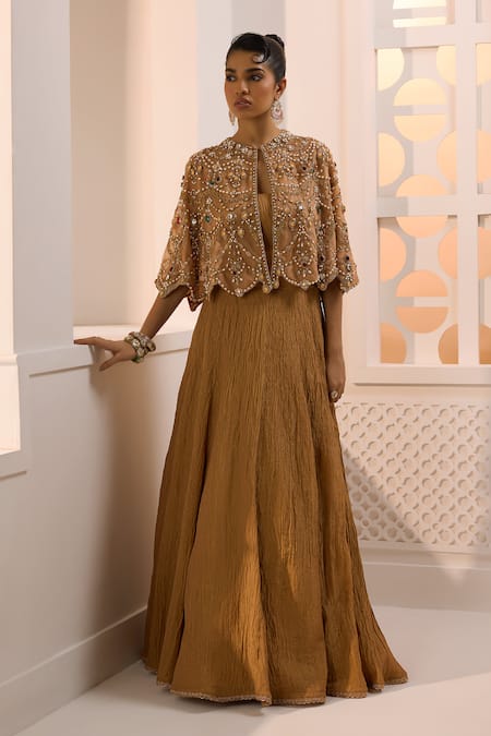 Aneesh Agarwaal Ziva Embellished Cape Skirt Set 