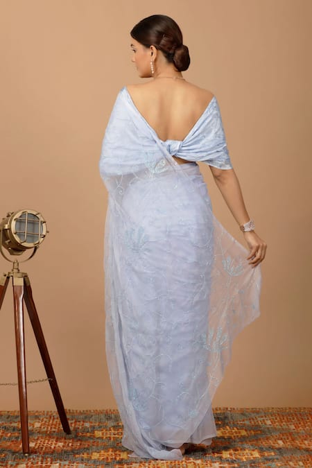 Geroo Jaipur Chiffon Pre-Draped Saree & Blouse Set 