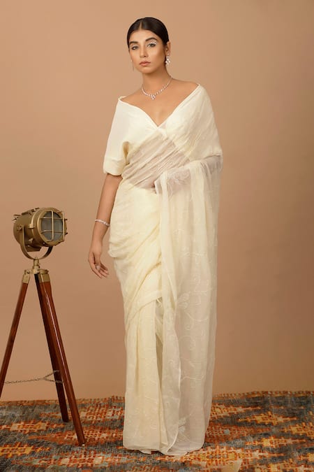 Geroo Jaipur Pre-Draped Chiffon Saree & Blouse Set 