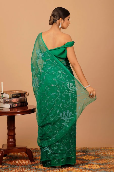 Geroo Jaipur Tonal Sequin Work Saree & Blouse Set 