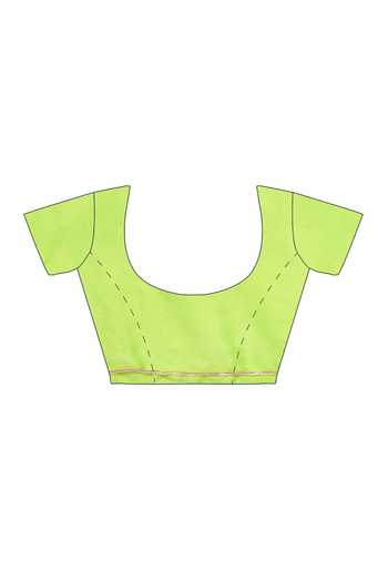 Geroo Jaipur_Green Chiffon Gota Patti Round Neck Pre-draped Saree With Blouse _Online_at_Aza_Fashions