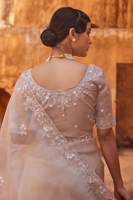 Geroo Jaipur Embroidered Border Saree & Blouse Set 