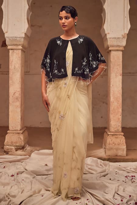 Geroo Jaipur Hand Embroidered Pre-Draped Saree Set 