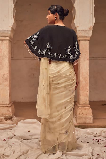 Geroo Jaipur Hand Embroidered Pre-Draped Saree Set 