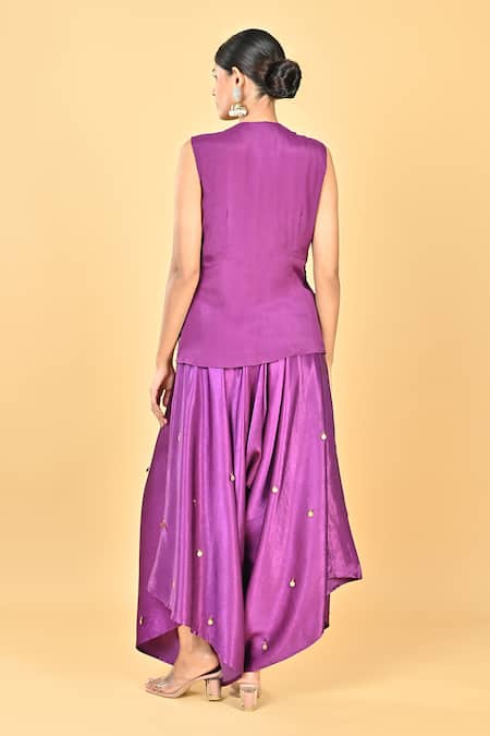 KEITH GOMES Zardozi Embroidered Peplum Kurta & Dhoti Pant Set 