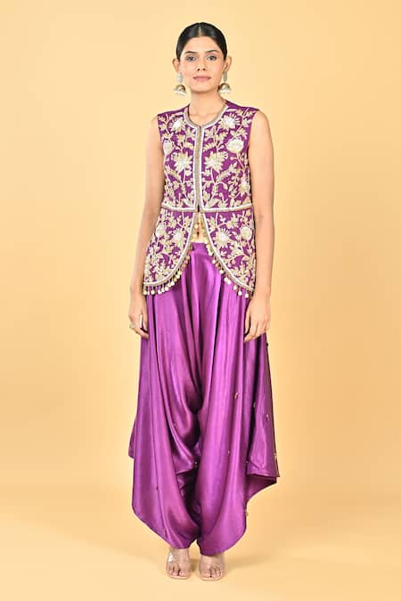 KEITH GOMES Zardozi Embroidered Peplum Kurta & Dhoti Pant Set 