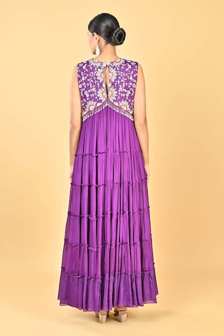 KEITH GOMES Floral Embroidered Anarkali With Dupatta