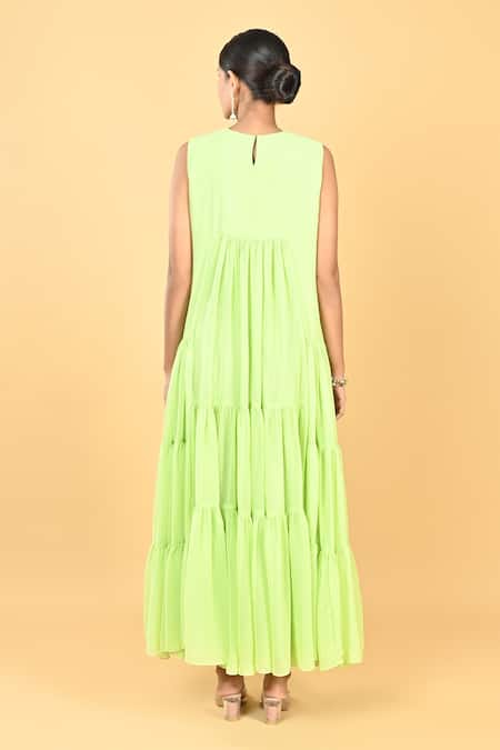 KEITH GOMES Sequins And Beads Tiered Maxi Dress