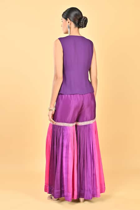 KEITH GOMES Hand Embroidered Top & Gharara Set