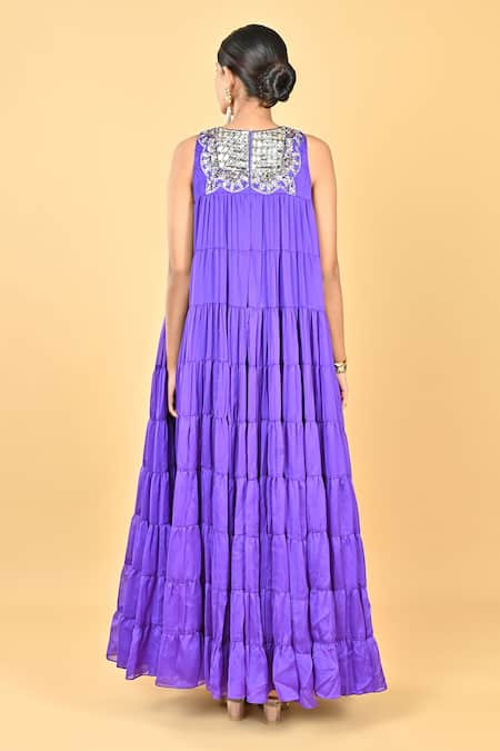 KEITH GOMES Georgette Embellished Yoke Dress 