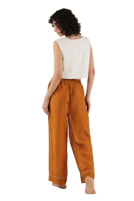 Khat Linen & Chanderi Silk Top & Pant Set 