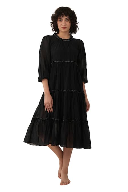 Khat Frilled Midi Dress 