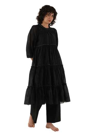 Buy Khat Black Chanderi Silk Round Neck, Yes Kurta Set Online at Aza Fashions Buy_Khat_Black Chanderi Silk Round Neck, Yes Kurta Set _Online_at_Aza_Fashions