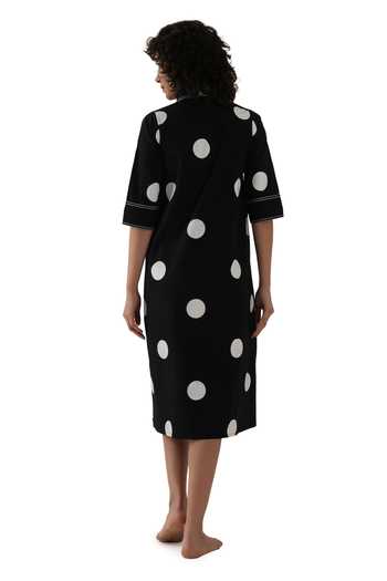 Khat Polka Print Poplin Cotton Dress