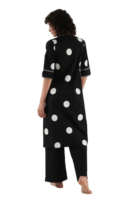 Khat Polka Print Poplin Cotton Kurta & Pant Set 