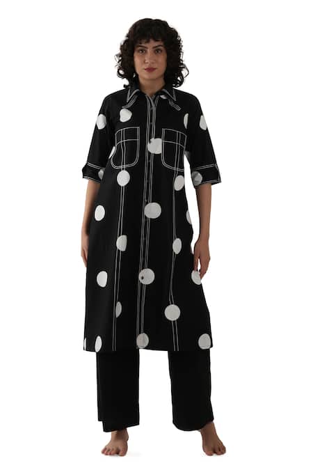 Khat Polka Print Poplin Cotton Kurta & Pant Set 